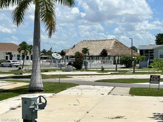 View from rear of lot of the pool and Cabana area