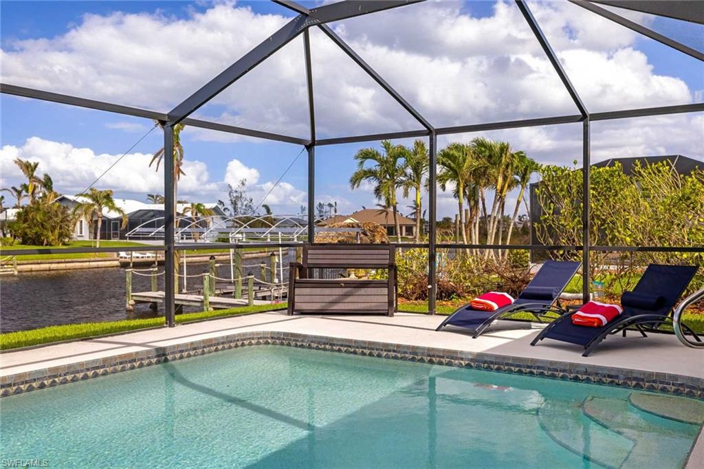 Sun loungers are available to hang by the electric-heated pool
