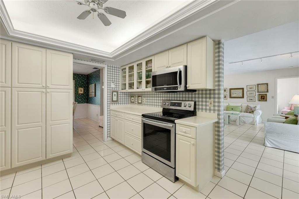 Kitchen featured a large pantry.