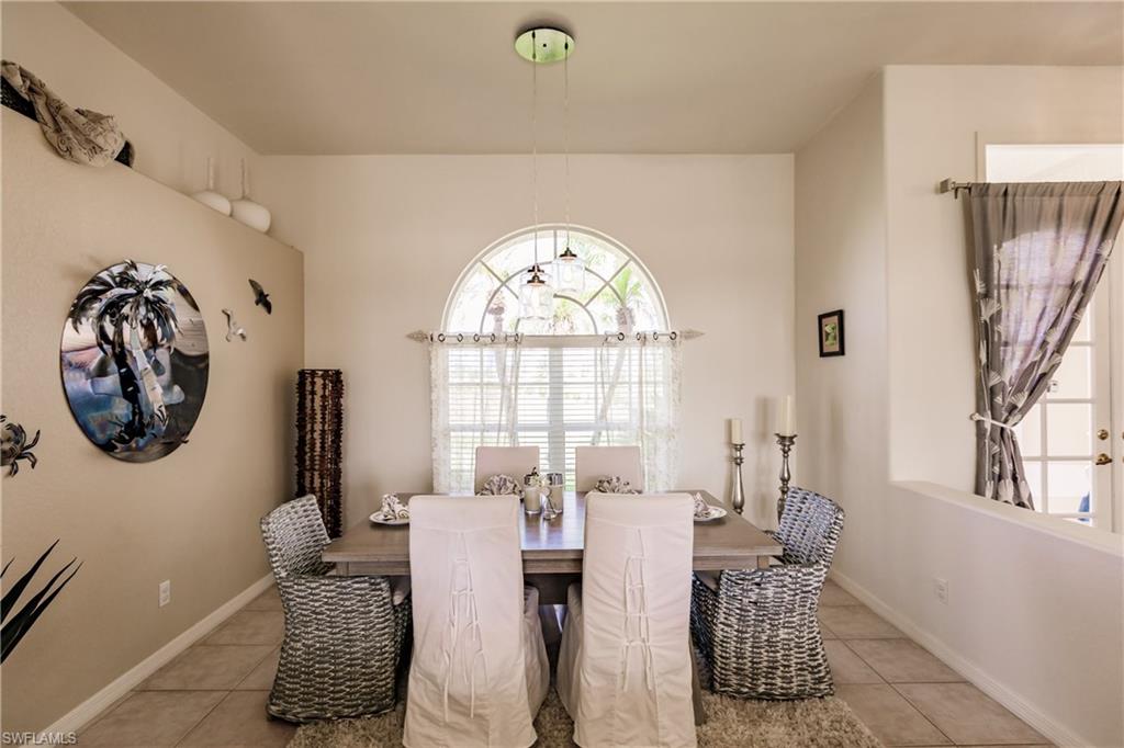 View of tiled dining room