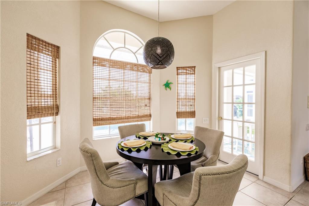 View of tiled dining space