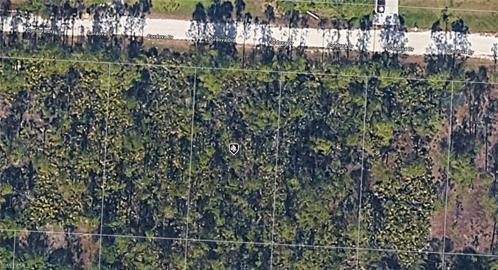 Aerial Map. Depicting a parcel of land with vegetation and grid overlay