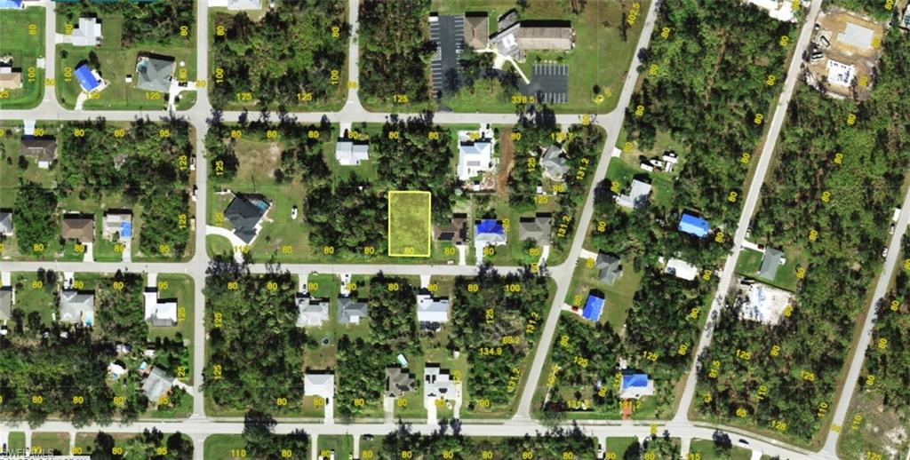 Aerial Map. Illustrating property boundaries and lot dimensions