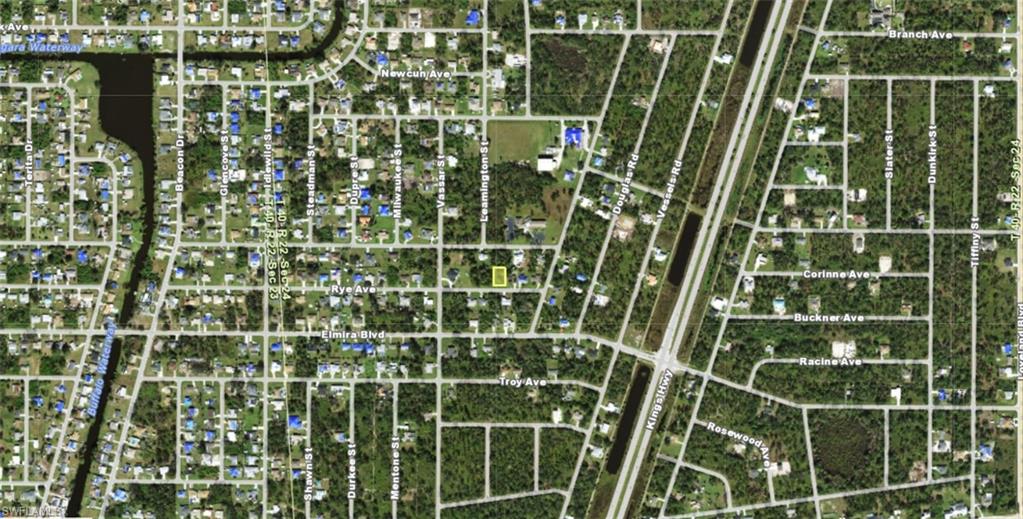 Aerial Map. Indicating the property's location within a developed area
