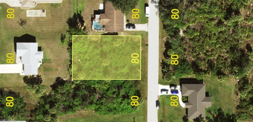 Aerial Property Map. Displaying the boundaries of the property and its immediate surroundings
