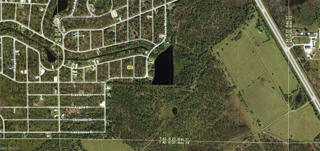 Aerial Map. Displaying property boundaries and geographical features