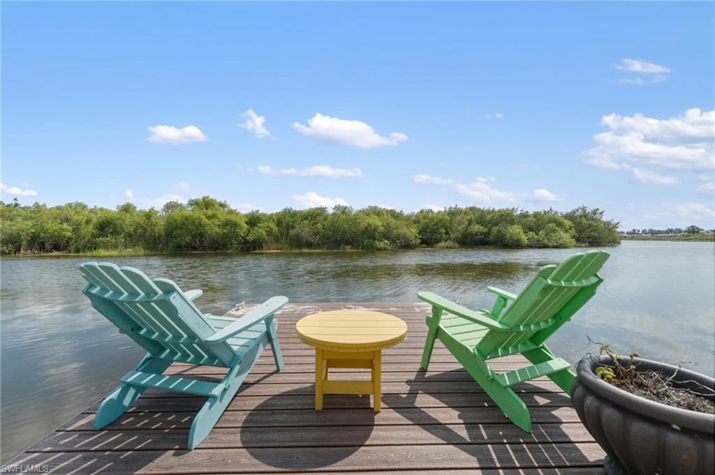 Waterfront dock with rich wood planking