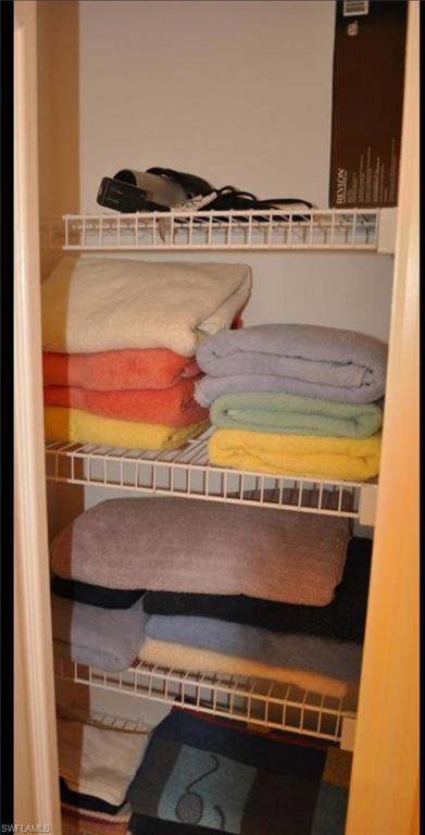 Interior closet featuring white wire shelving