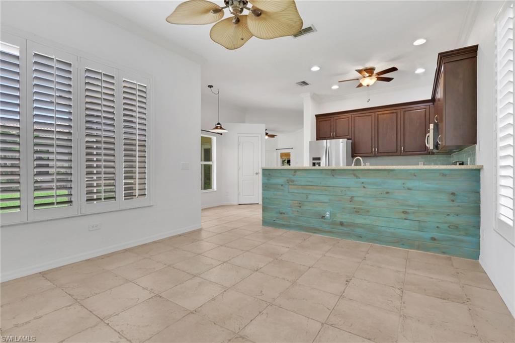Family room and kitchen area