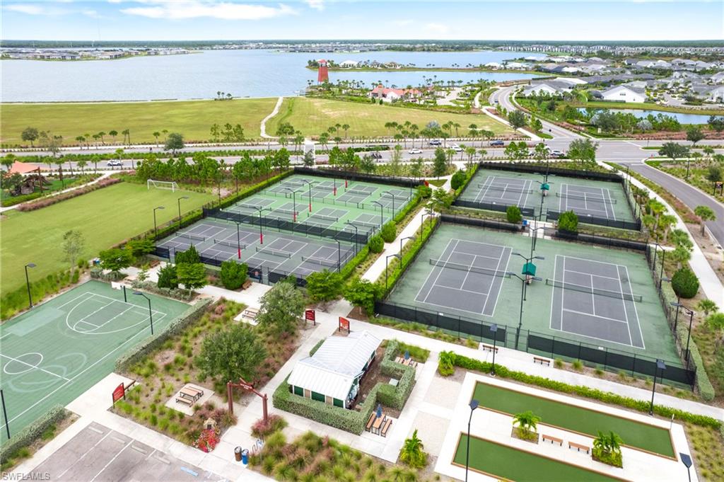 Aerial perspective showcasing extensive recreational amenities
