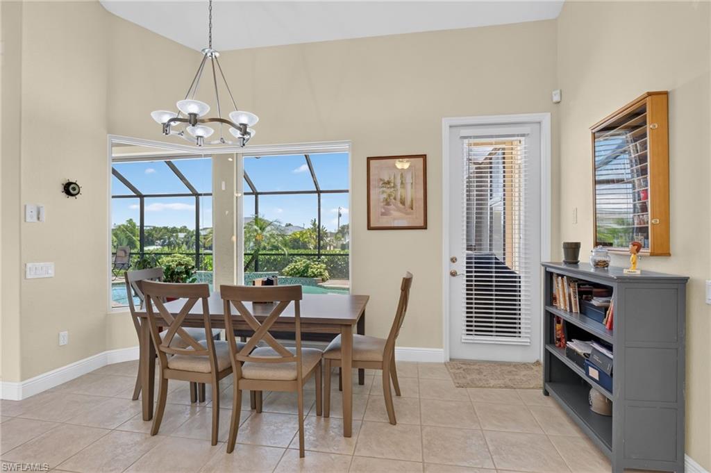Breakfast Nook with view of pool and canal