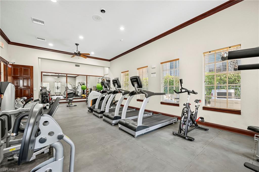 Dedicated fitness area featuring multiple treadmills and exercise equipment