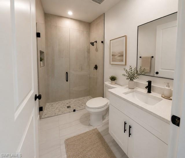 Stylish full guest bathroom conveniently located near the secondary bedrooms.