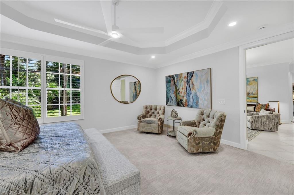Primary bedroom is located just off the main living area.