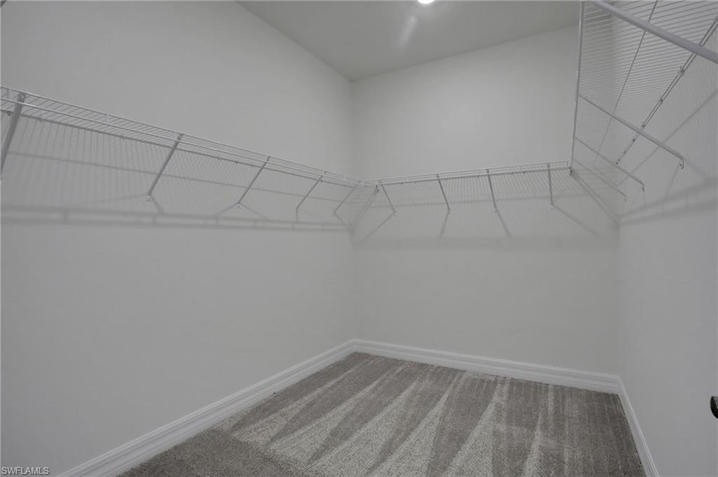 Walk in closet featuring light colored carpet
