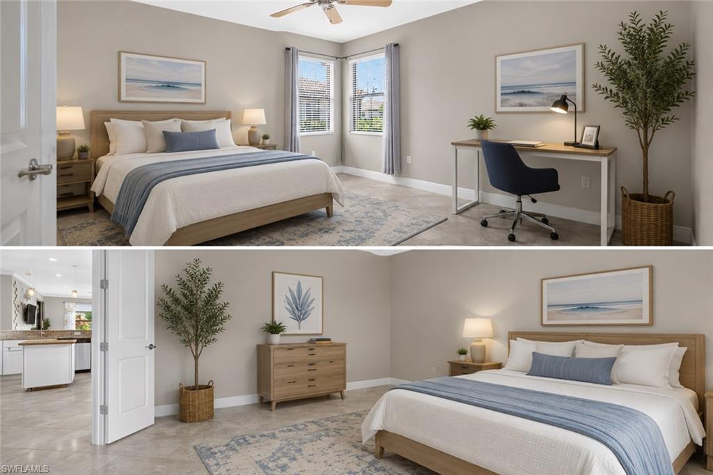 French doors leading into the large den that can be used as an office and/or a third bedroom.
