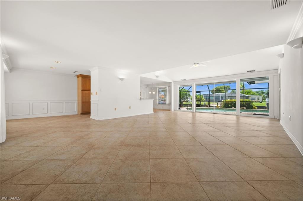 You can see the pool from the front door