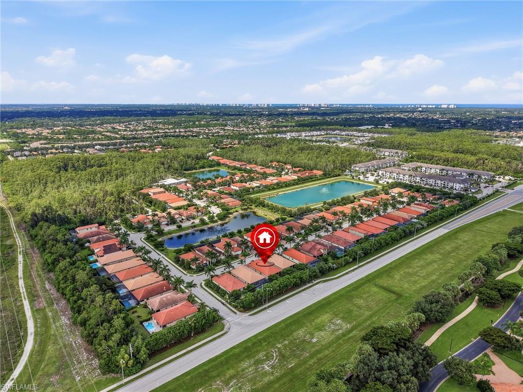 Aerial perspective showcasing Barrington Cove with multiple lakes and homes
