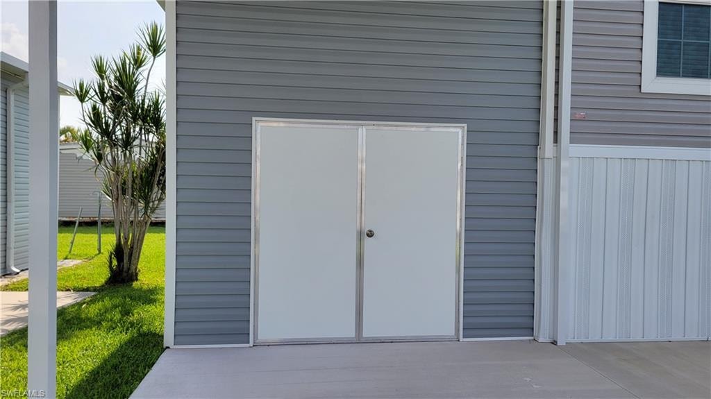 Shed featuring double doors for easy access