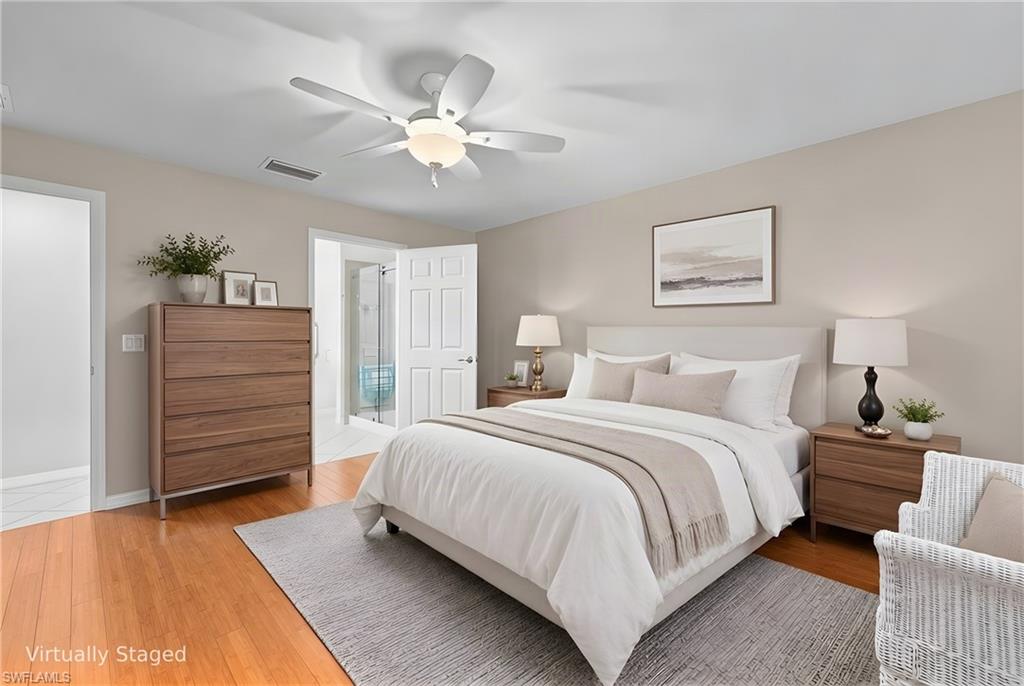 Virtually staged Master Bedroom with ensuite Bathroom and walk-in closet