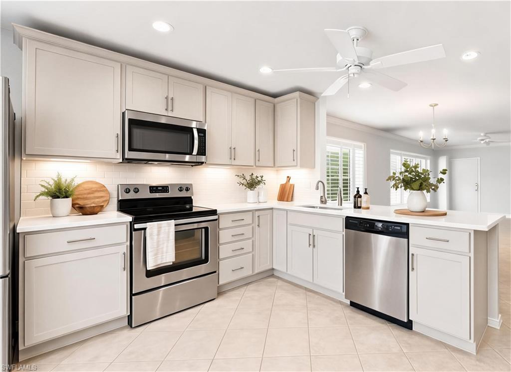 Kitchen with stainless steel applicances