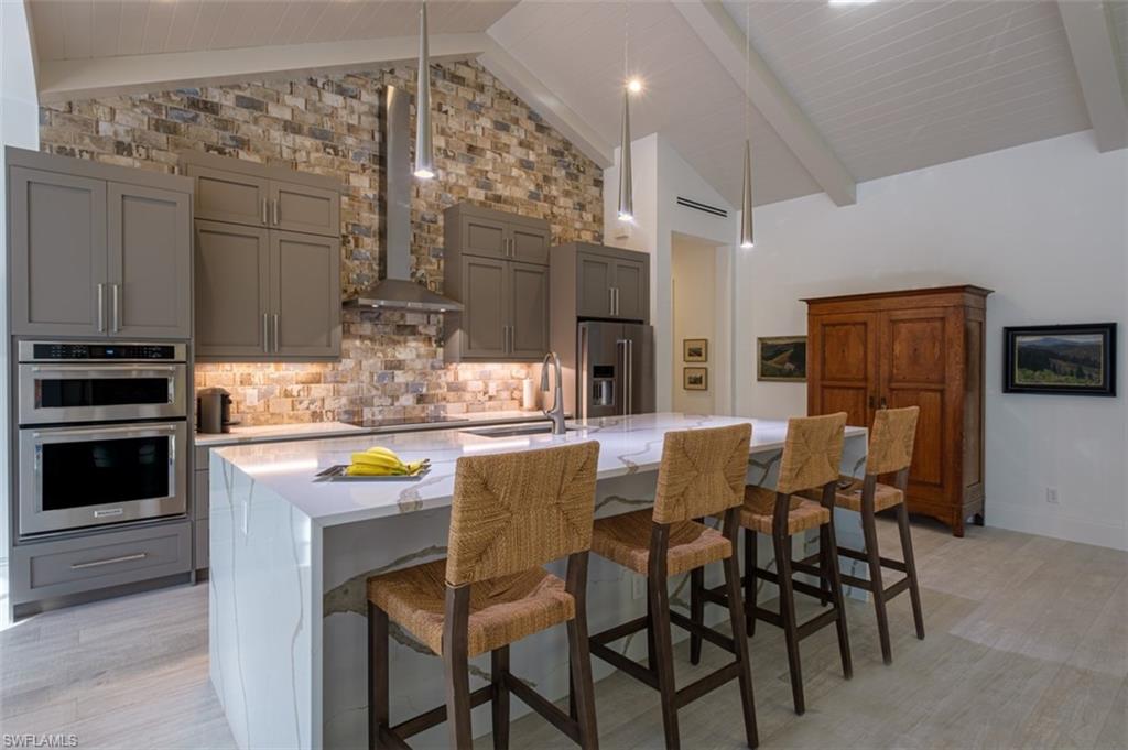 Kitchen with waterfall island