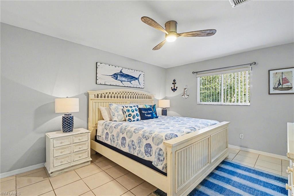 Neutral wall palette with tiled flooring