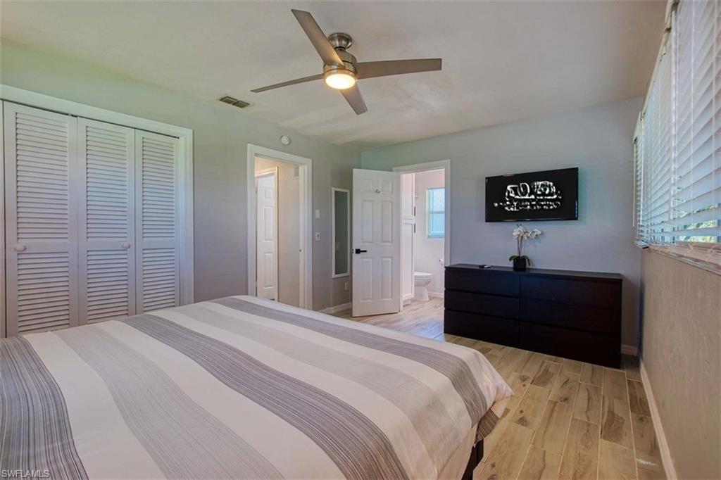 Interior room with light wood-finish flooring