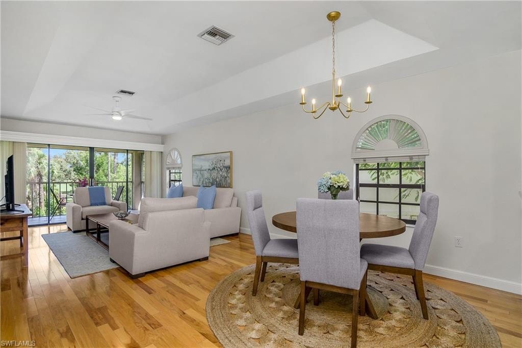 Views of the dining room and living room