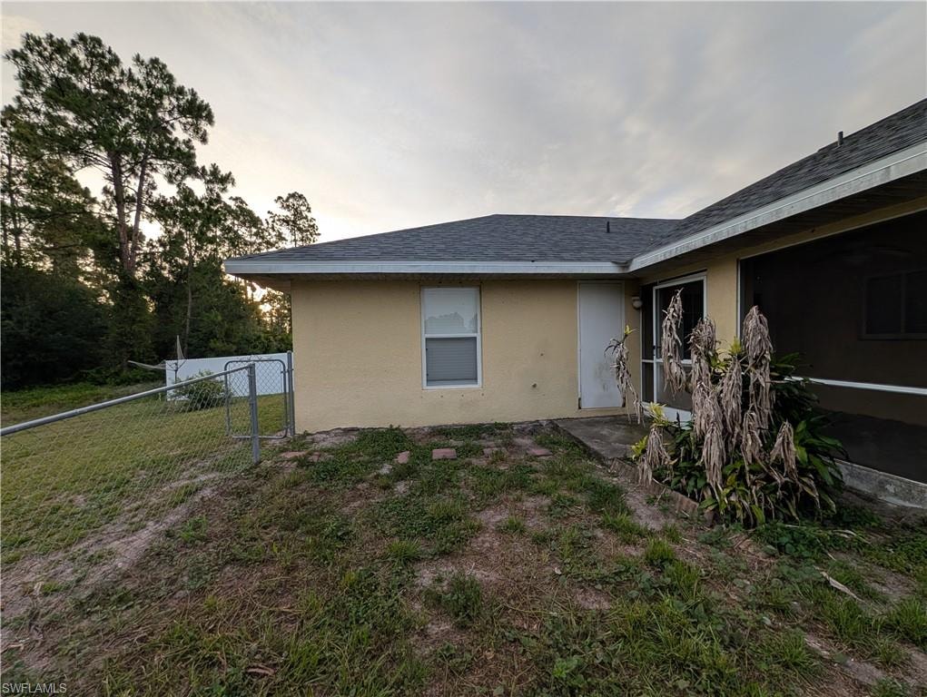Fenced area of backyard