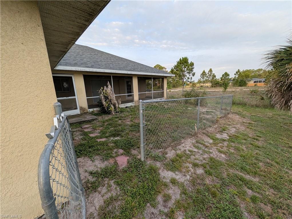 Fenced area of backyard