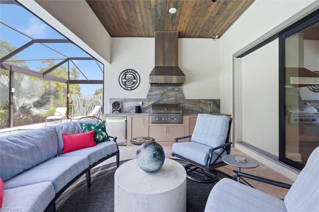 Lanai with wood ceiling