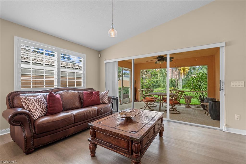 Wood-finish flooring throughout the living space