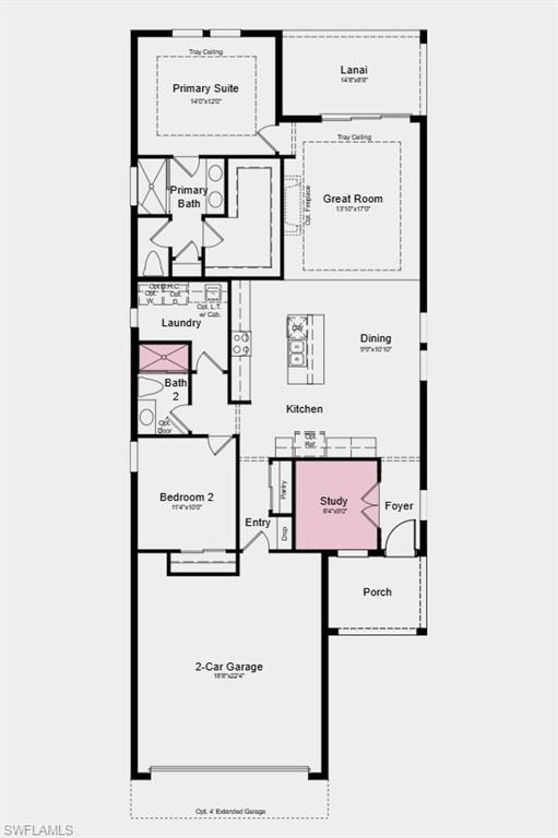 Floor Plan - Additional Highlights Include: extended flooring into the primary suite, 8' interior doors, and all appliances included