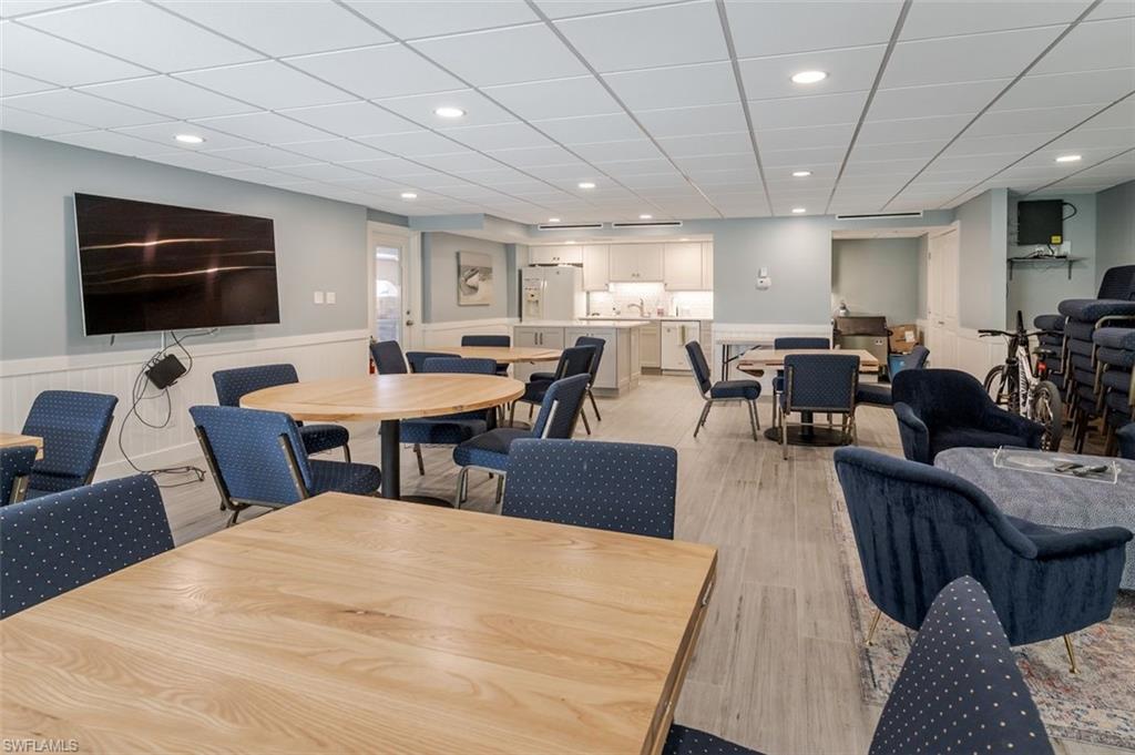 Community Room with FULL Kitchen and large screen TV.