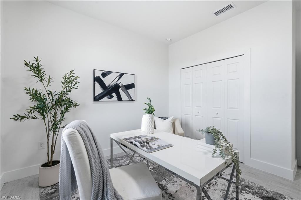 Bedroom staged as an office