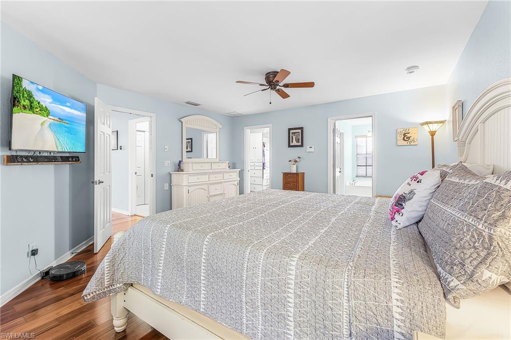 Your private serene retreat with large walk-in closet and charming bath area.