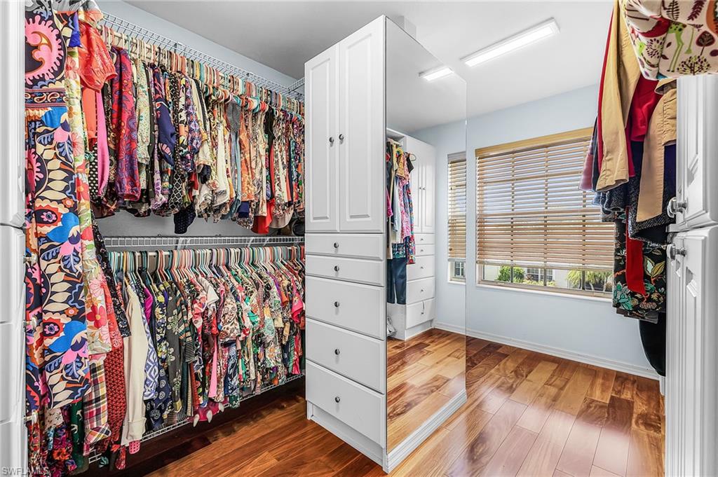 Huge walk-in closet with built-ins for the primary suite.
