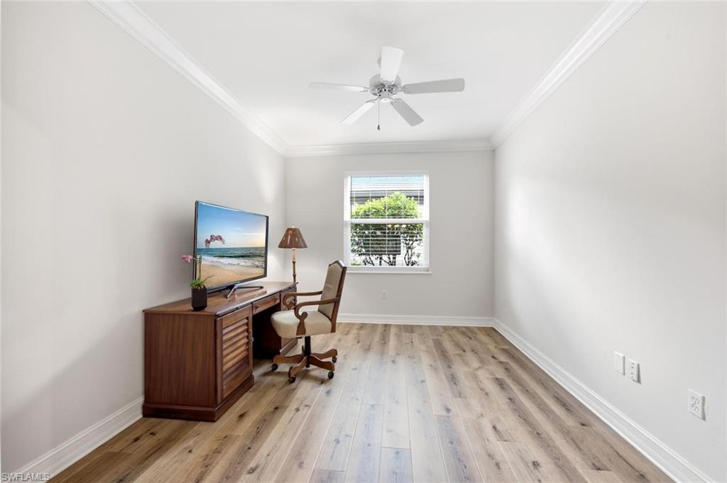 Den with French Wood doors
