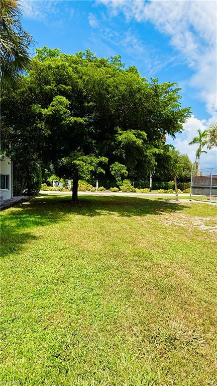 Expansive lawn with mature shade trees and lush landscaping