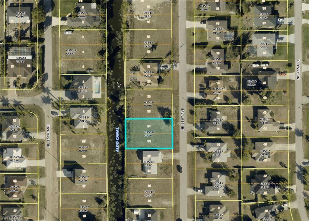 Aerial Survey Map. Depicting the property location and lot boundaries within a residential neighborhood context