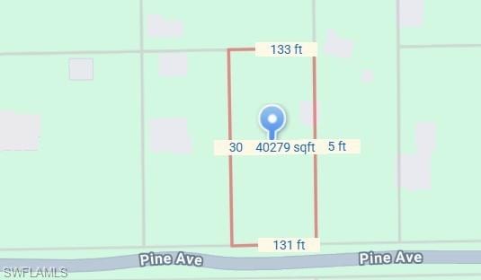 Property boundary overlay. Displaying the perimeter and area of the property