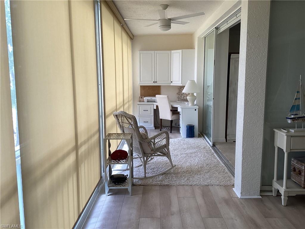 Lanai featuring built in study area