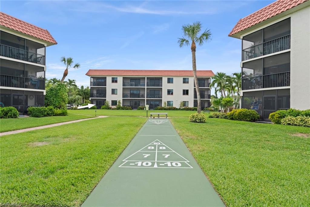 Shuffleboard court on manicured lawn