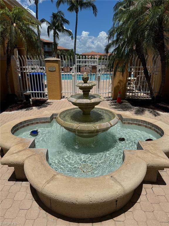 fountain at pool entry
