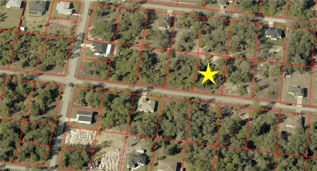 Aerial view of property's location with property boundaries highlighted