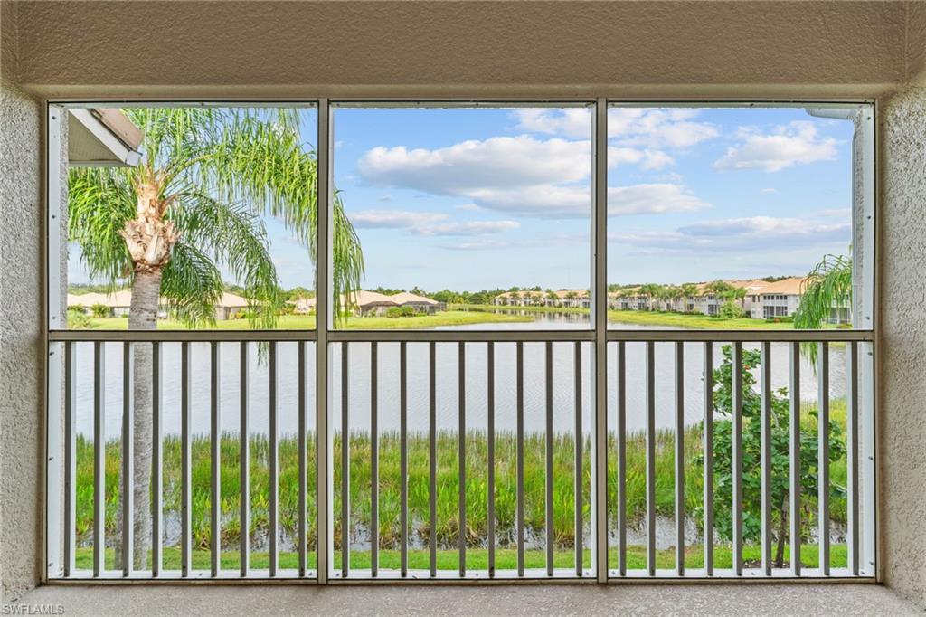 screened lanai with a beautiful water view