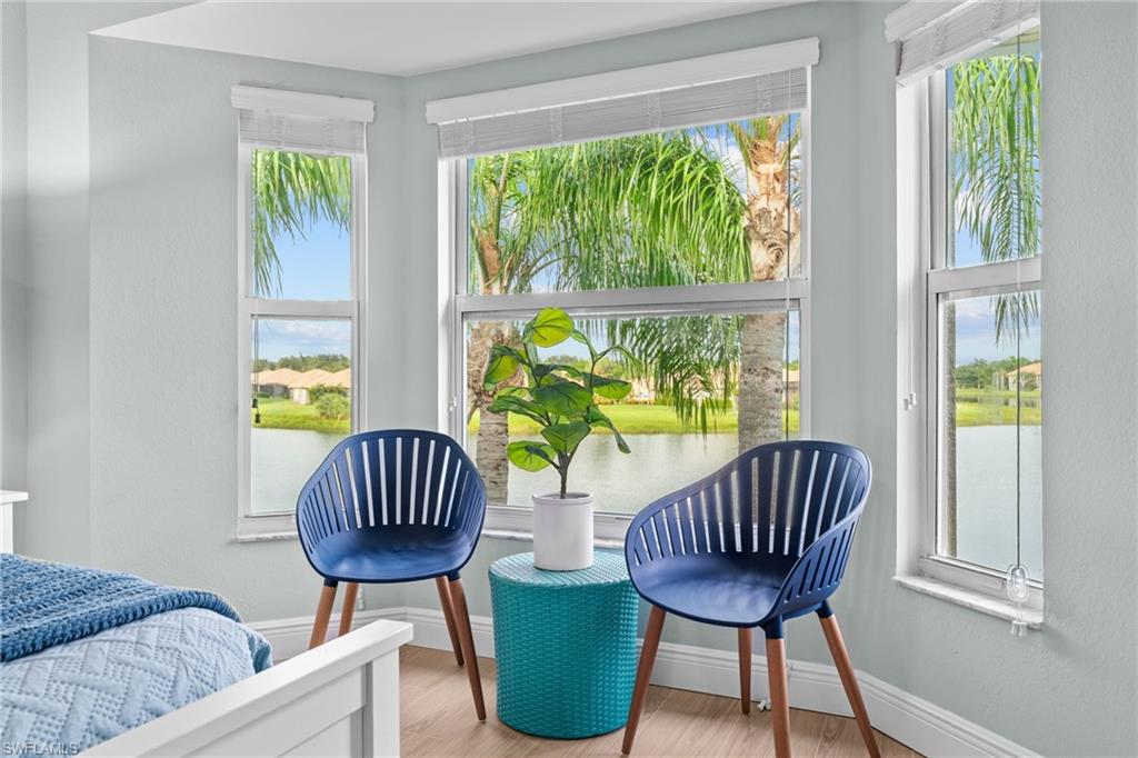 The bay windows add extra space in the bedroom, great for sitting area, in-home office. Look at those views!