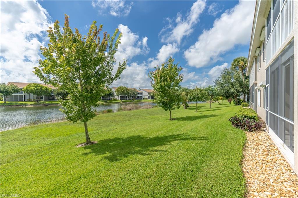 Manicured lawn with mature trees and a tranquil pond feature