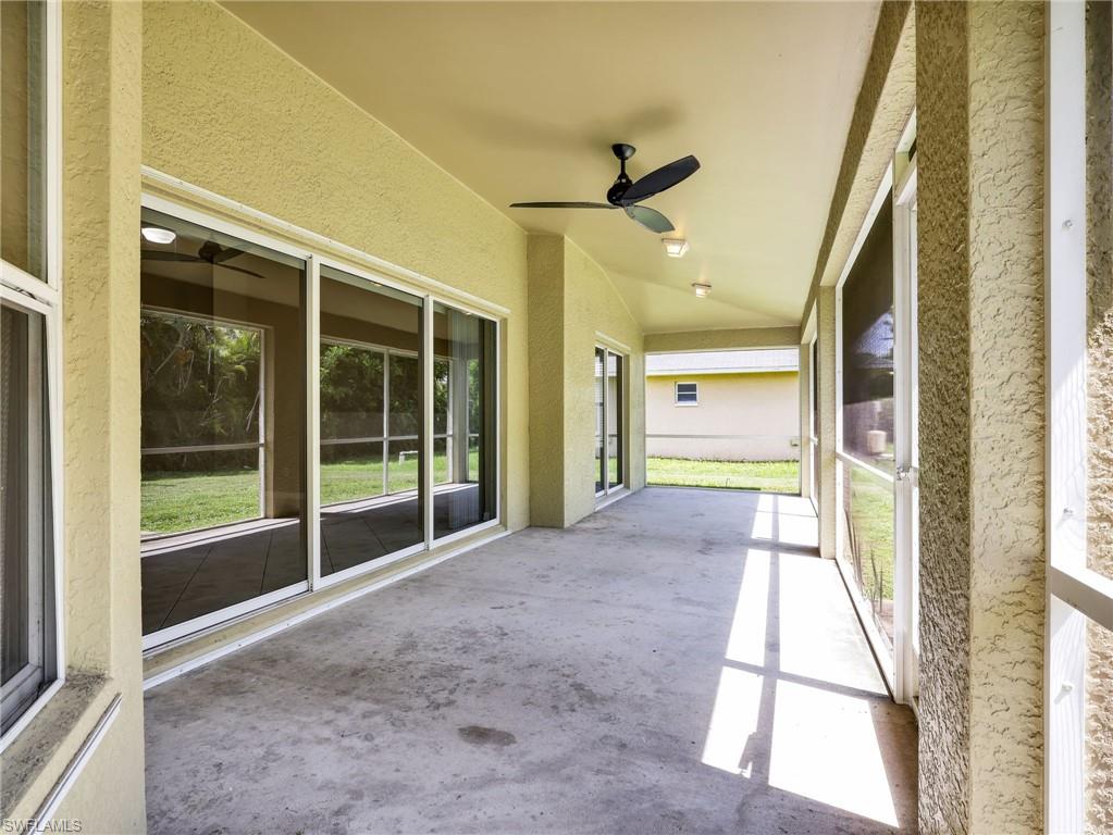 Long Screened In Lanai with Ceiling Fan